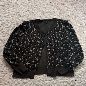 Express Brown Leopard Print Cardigan